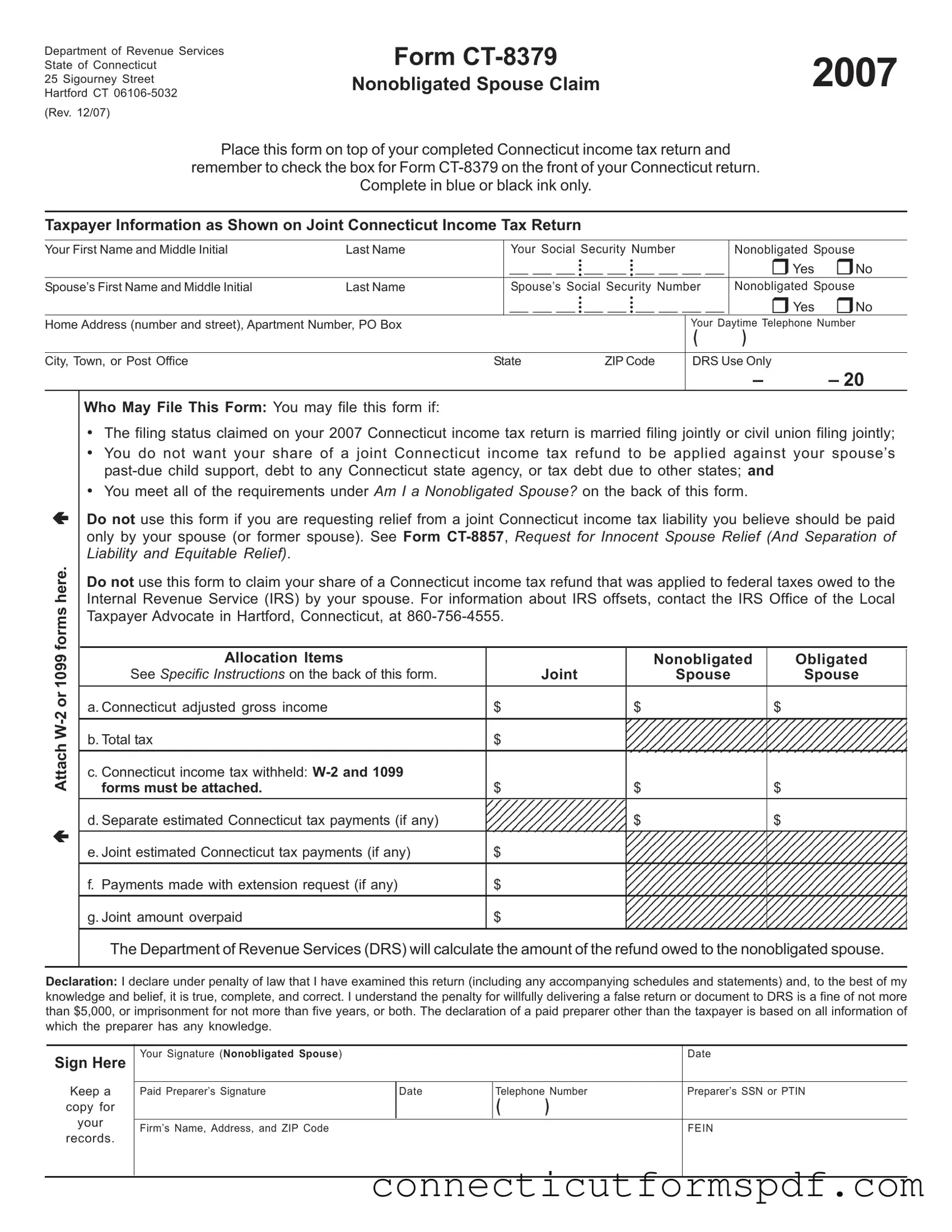Fill Out a Valid Connecticut 8379 Template