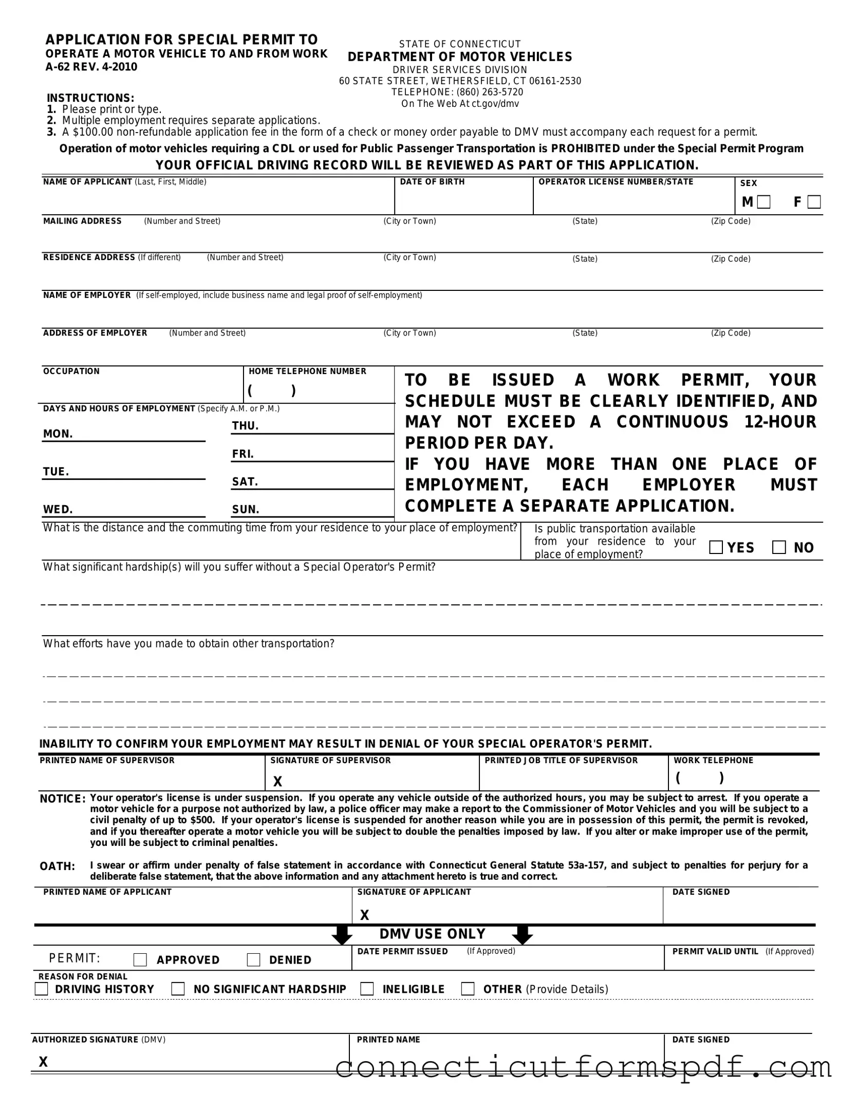 Fill Out a Valid Connecticut A 62 Template