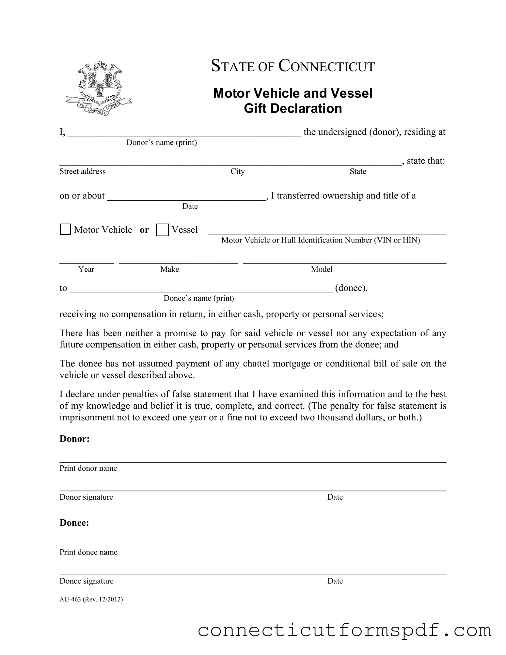 Fill Out a Valid Connecticut Au 463 Template