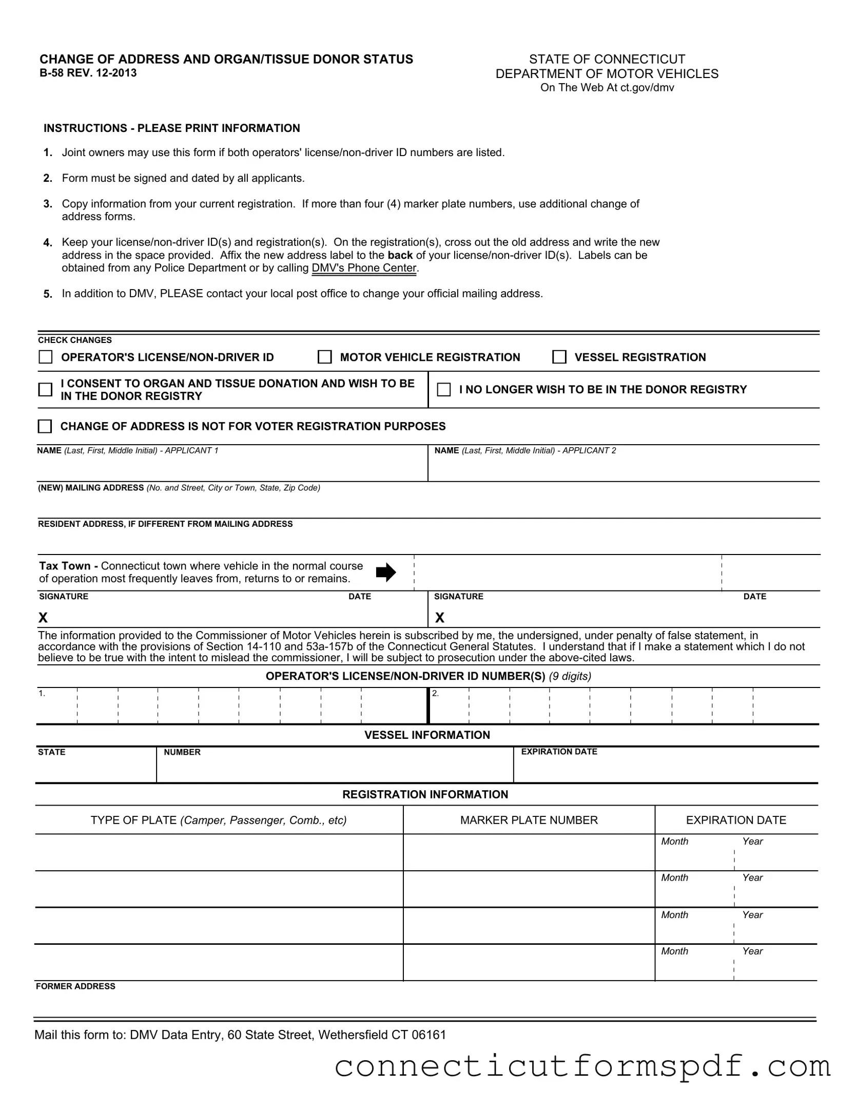 Fill Out a Valid Connecticut B 58 Template