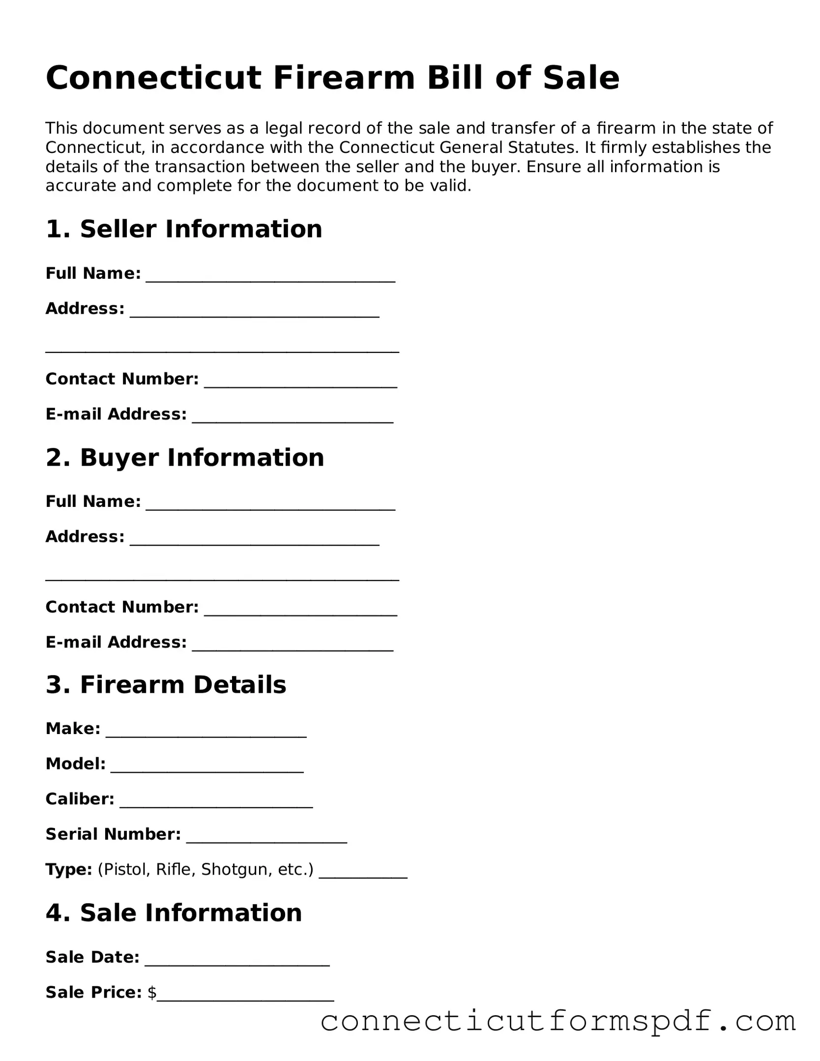Connecticut Firearm Bill of Sale Form