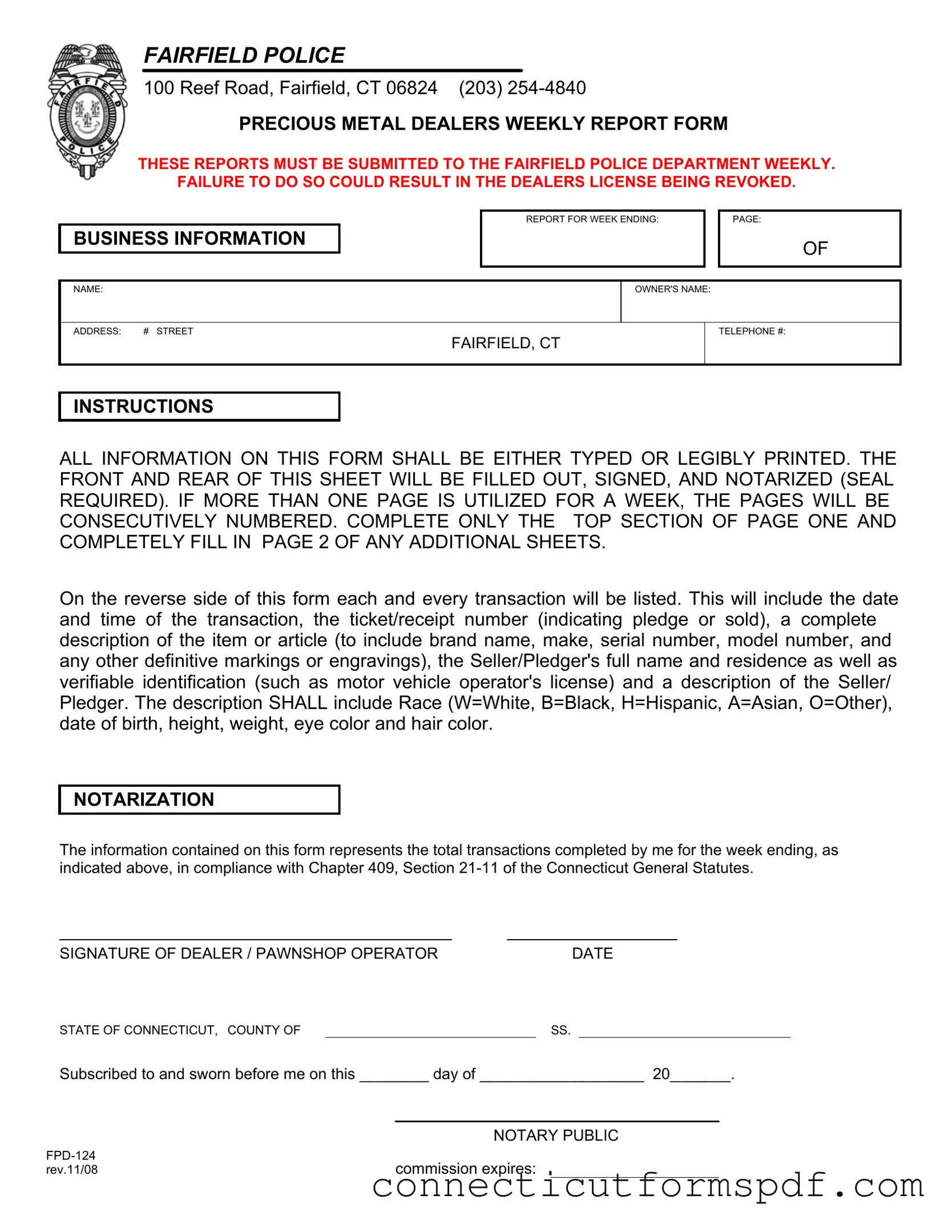 Fill Out a Valid Connecticut Fpd 124 Template
