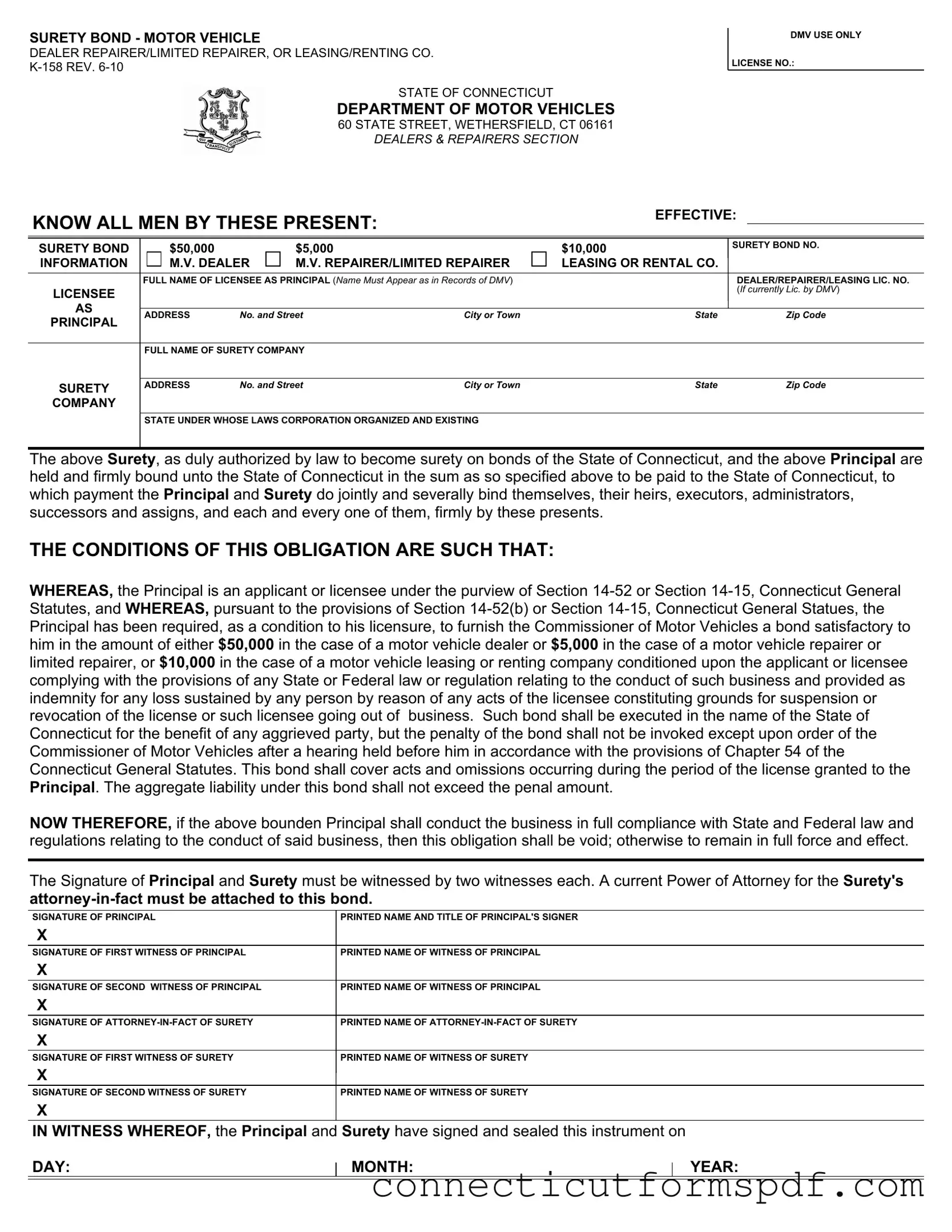 Fill Out a Valid Connecticut K 158 Template