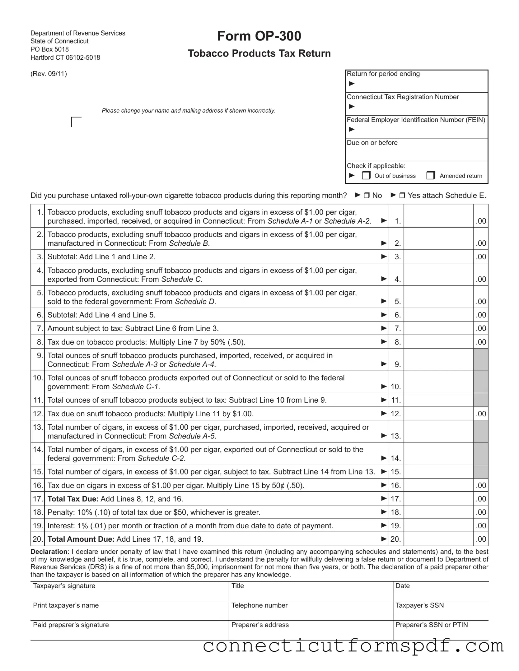 Fill Out a Valid Connecticut Op 300 Template