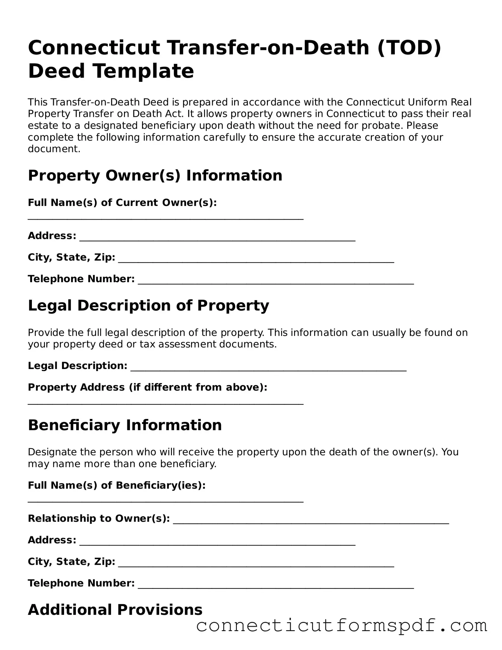 Connecticut Transfer-on-Death Deed Form