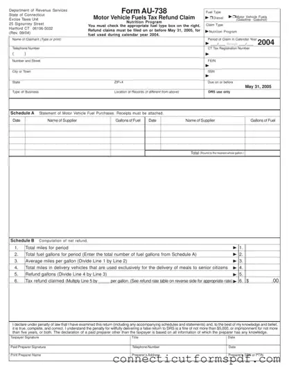 Fill Out a Valid Connecticut Au 738 Template