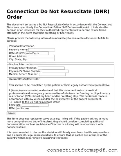 Connecticut Do Not Resuscitate Order Form