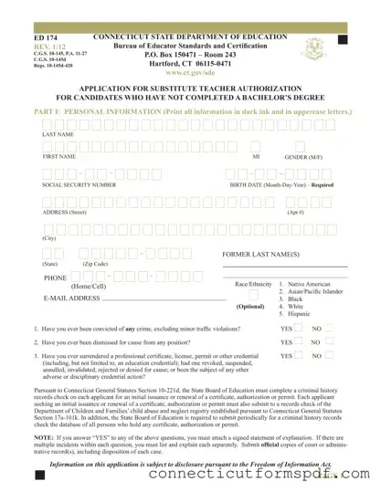 Fill Out a Valid Connecticut Ed 174 Template