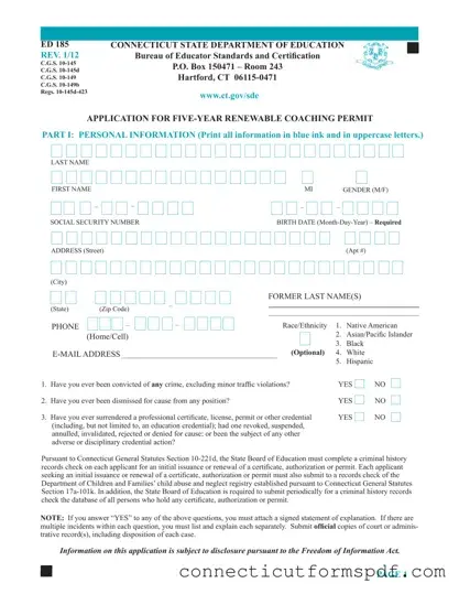 Fill Out a Valid Connecticut Ed 185 Template