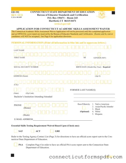 Fill Out a Valid Connecticut Ed 192 Template