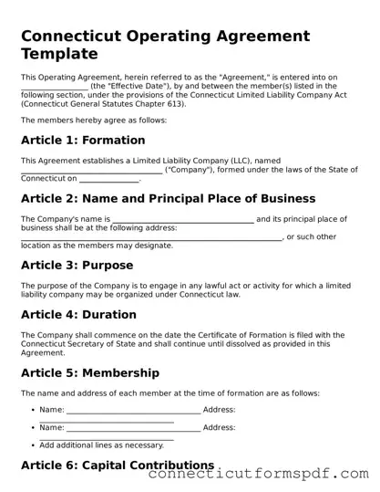 Connecticut Operating Agreement Form