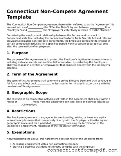 Connecticut Non-compete Agreement Form