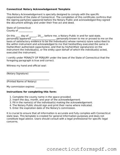 Connecticut Notary Acknowledgement Form