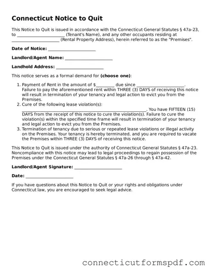 Connecticut Notice to Quit Form