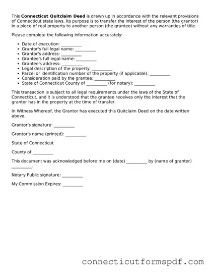Connecticut Quitclaim Deed Form