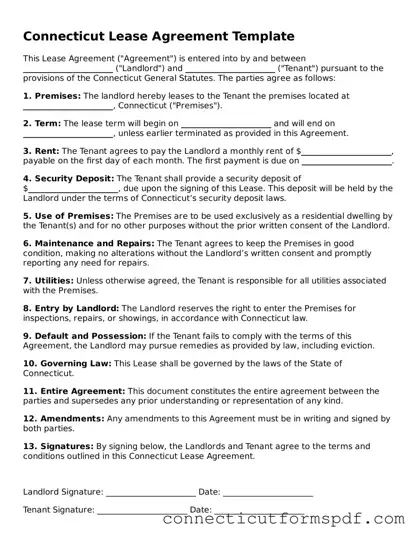 Connecticut Lease Agreement Form