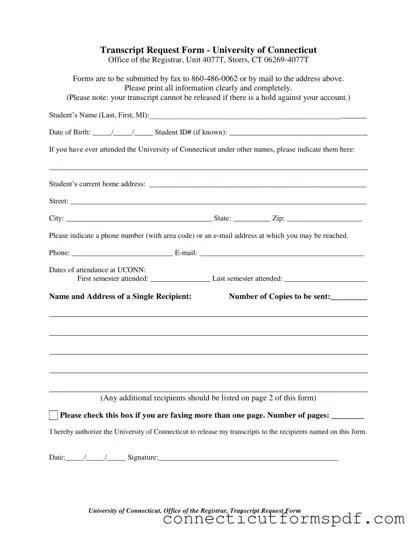 Fill Out a Valid Connecticut Transcript Request Template