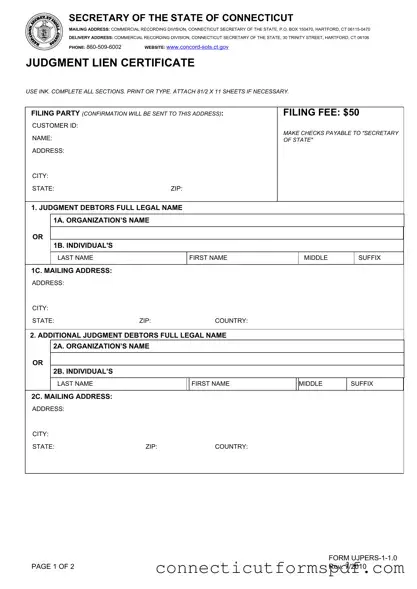 Fill Out a Valid Judgment Lien Certificate Connecticut Template